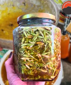 Hoa đu đủ đực tươi ngâm mật ong rừng (hũ thủy tinh 750ml) từ mật ong khoái rừng Tây Bắc nguyên chất 100%